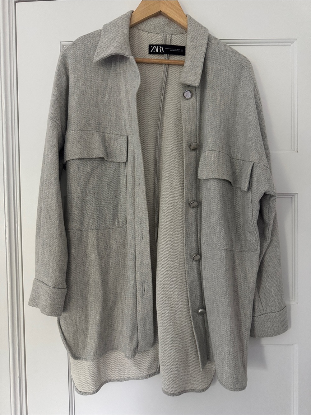 Zara Gray Oversized Utility Jacket